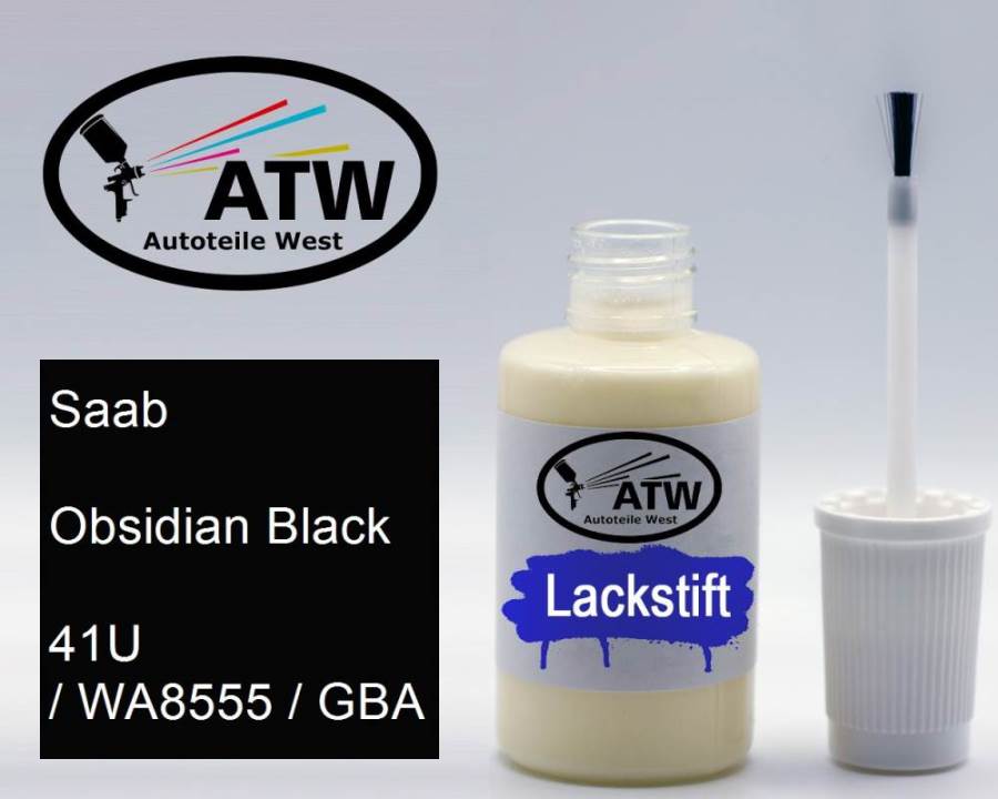 Saab, Obsidian Black, 41U / WA8555 / GBA: 20ml Lackstift, von ATW Autoteile West.